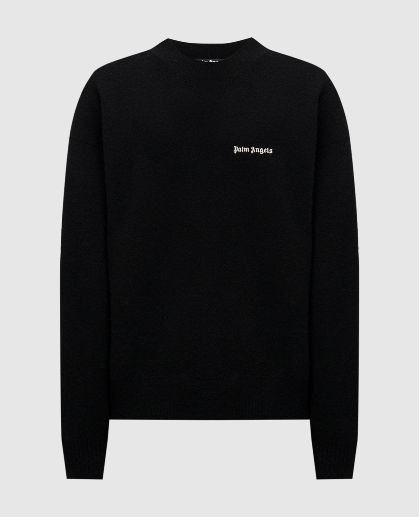 Black wool and cashmere sweater with logo embroidery palm angels