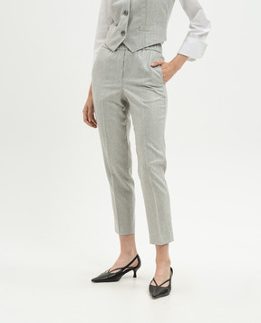 Peserico Gray woolen pants with monil chain with lurex A0457208329
