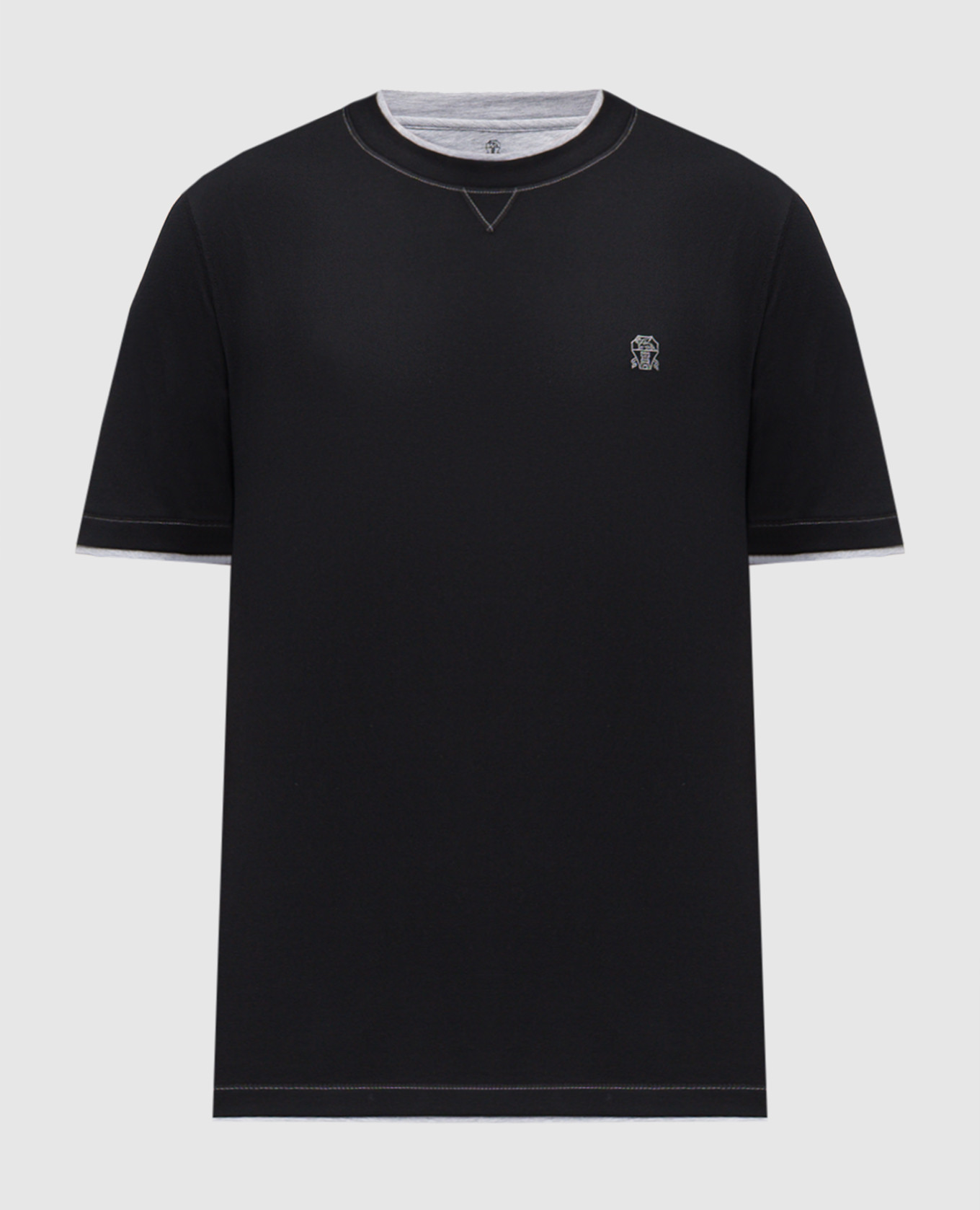

Black straight-cut T-shirt with emblem Brunello Cucinelli