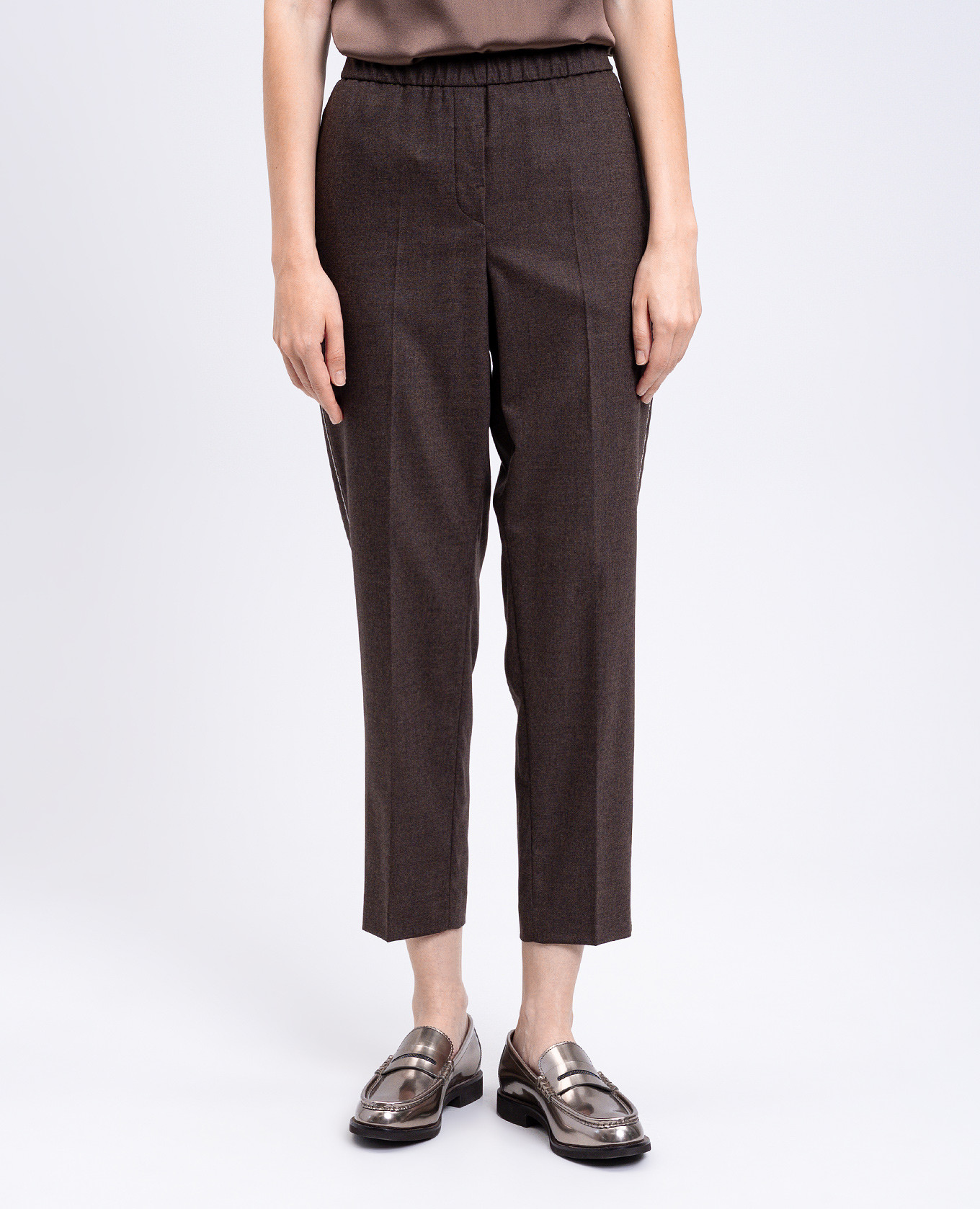 

Brown wool and cashmere pants with monil chain Peserico