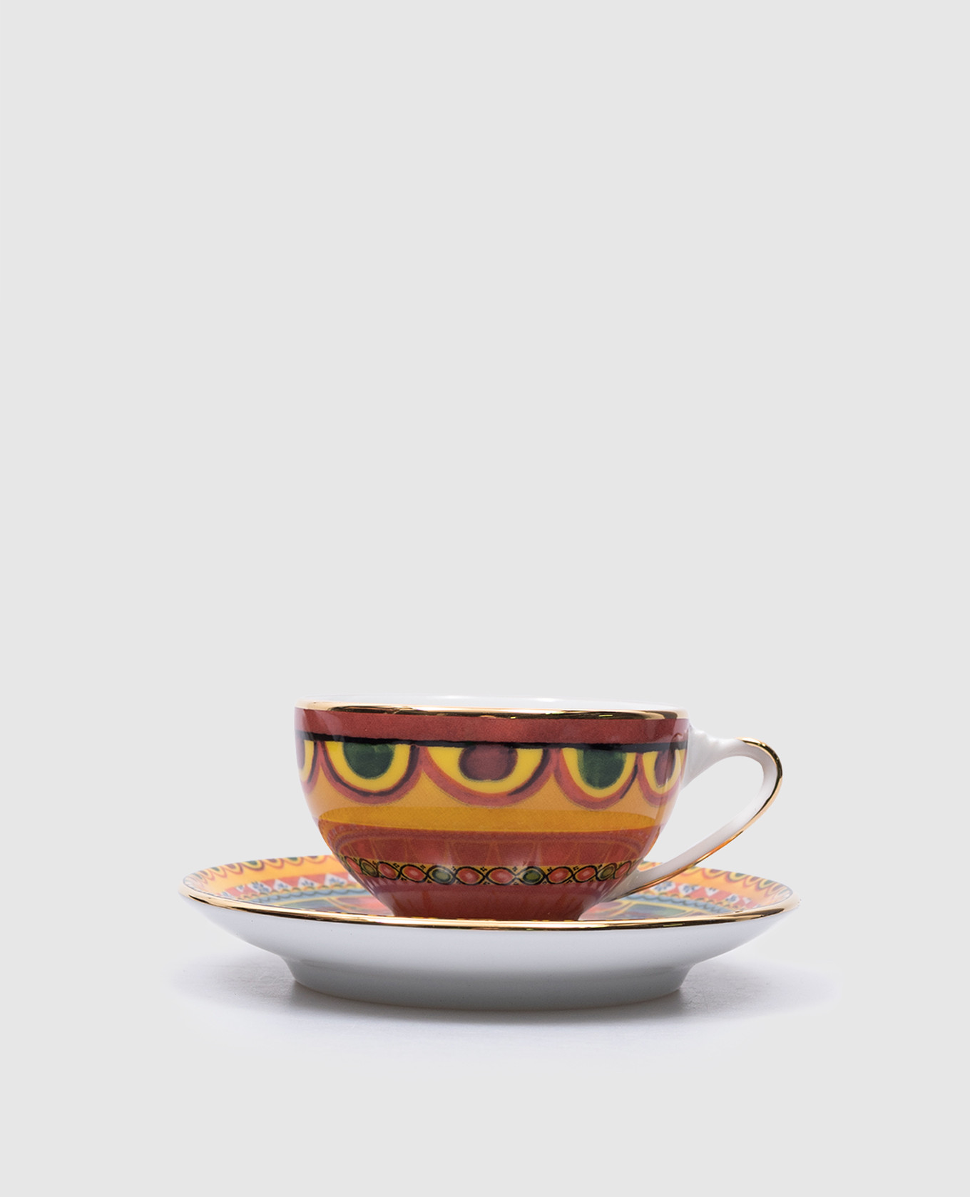 

Porcelain coffee set with Carretto print cup and saucer Dolce&Gabbana, White