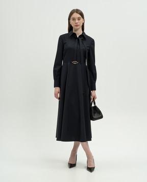 Valentino VLogo Signature wool dress in blue 5B3VA9D12QB