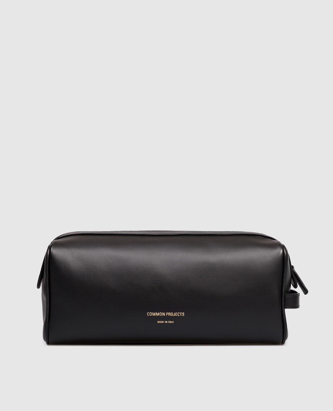Black leather toiletry bag with logo Common Project