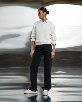 Solotre White openwork jumper M3B0028
