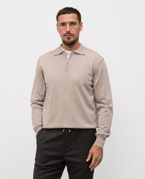 Cashmere&Whiskey Beige merino wool polo shirt 94394Z