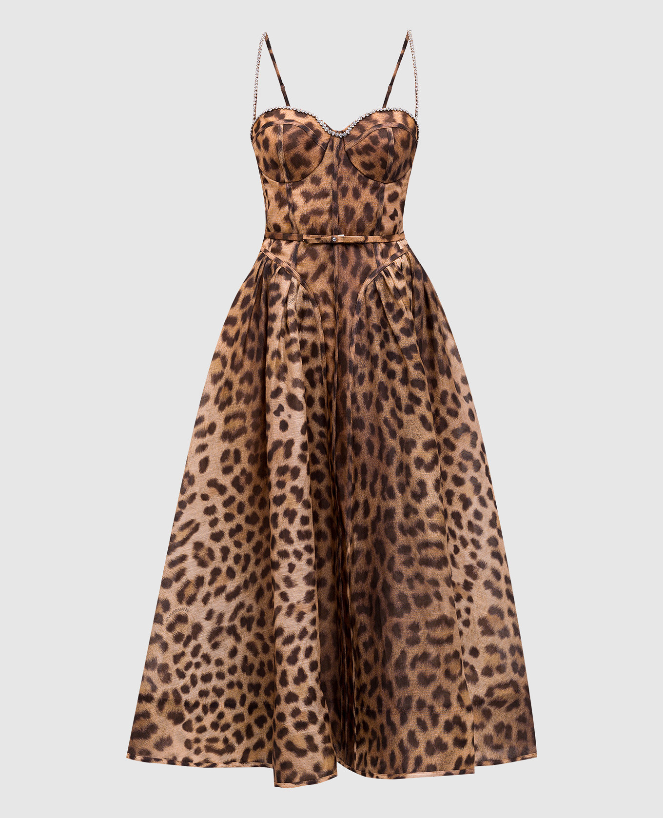 

Crush Brown Animal Print Linen and Silk Bustier Dress Zimmermann