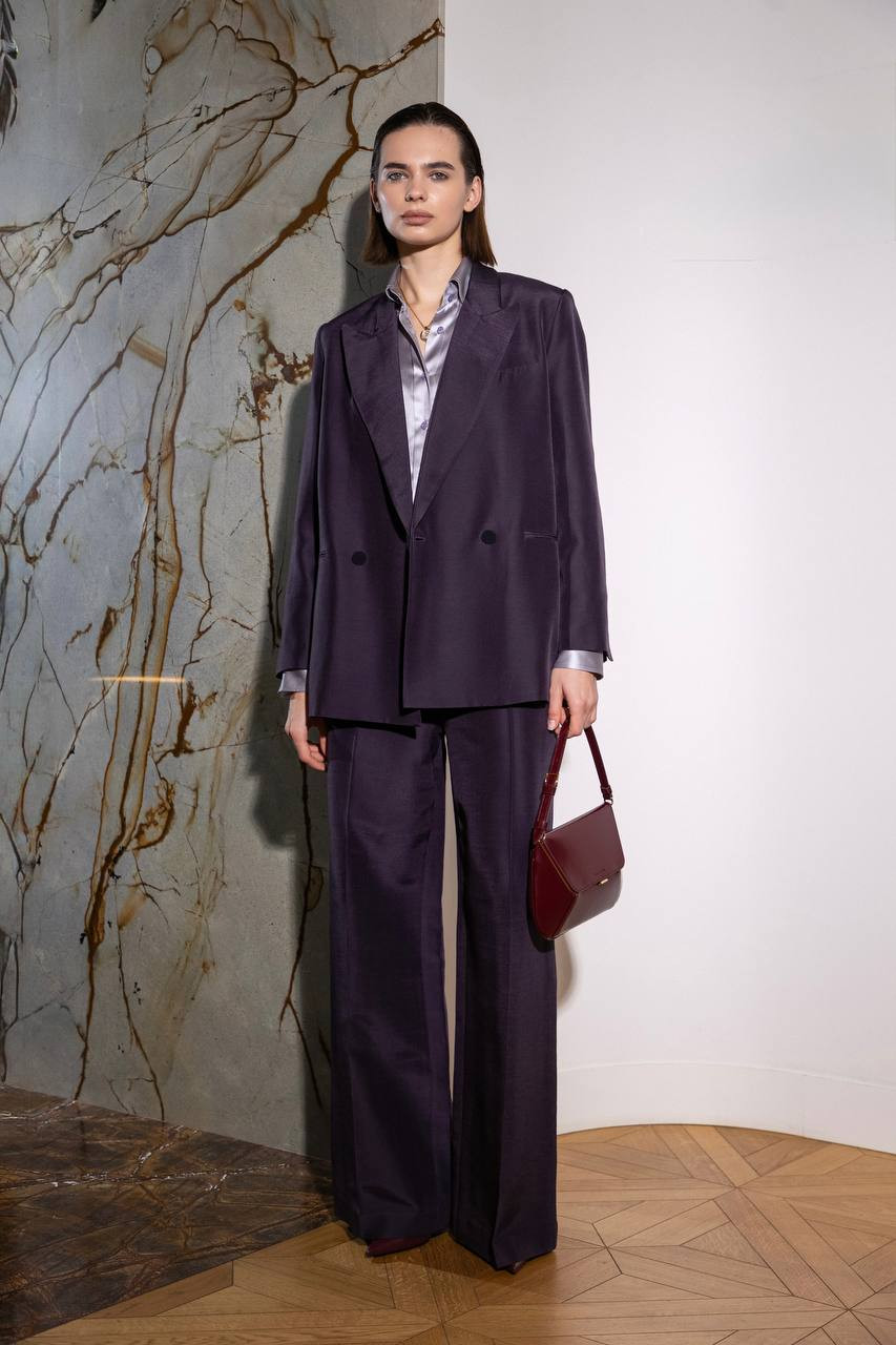 

Joly purple double-breasted wool and silk jacket JOSEPH, Violet