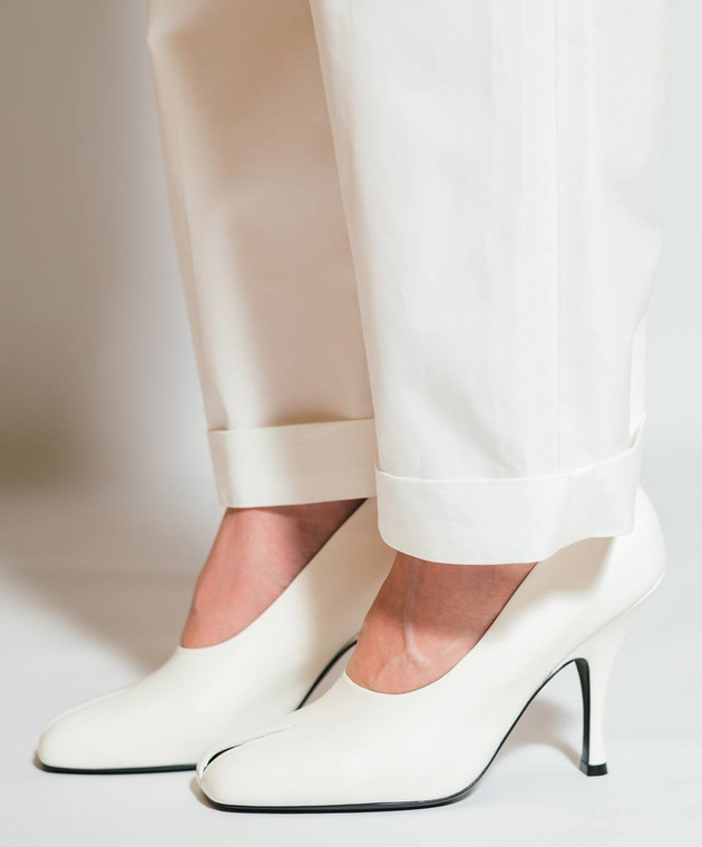 Khaite エウァ ヒフトゥ ハンフス F2030931 200 Khaite - White Eva Peep Toe Leather Shoes F2030931 - shop