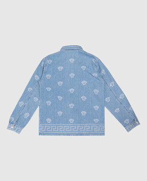 Versace Children's blue denim shirt with Medusa Bandana print 10182581A13070