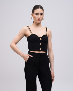Balmain Black wool bustier top EF0AD405WC09