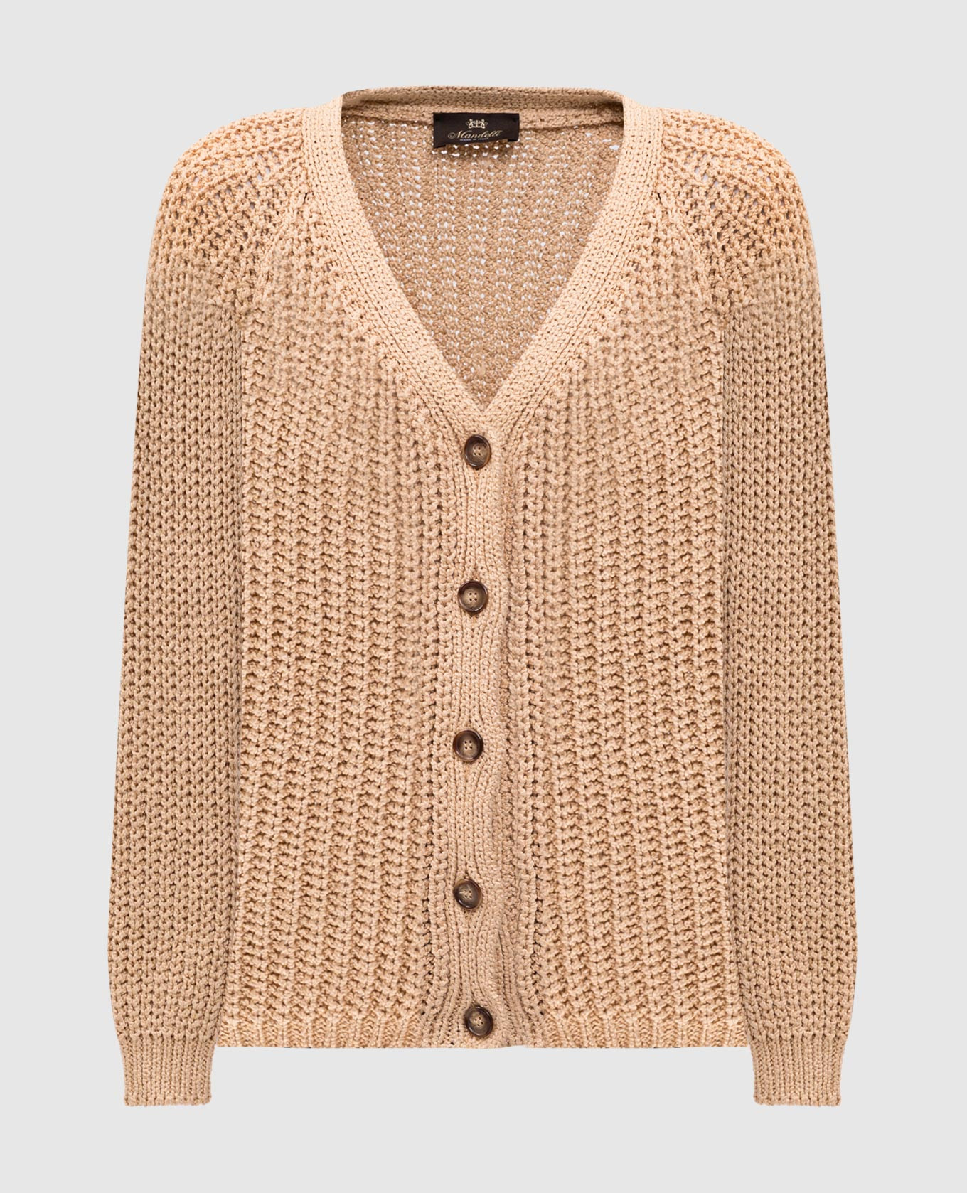 

Beige cardigan with logo Enrico Mandelli