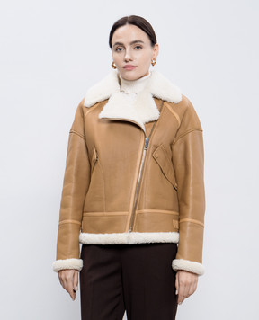 Yves Salomon Beige sheepskin coat in the style of a cowhide 24WYV60060MEGO