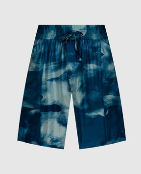 Jan Jan Van Essche Blue shorts made of silk in an abstract pattern SHORTS10SILK