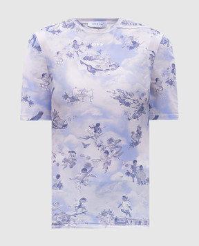 Off-White Blue T-shirt with fresco print OWAD26IS25JER001