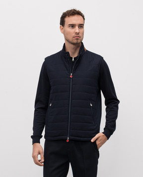 Kiton Blue cashmere vest UW2198V0425H