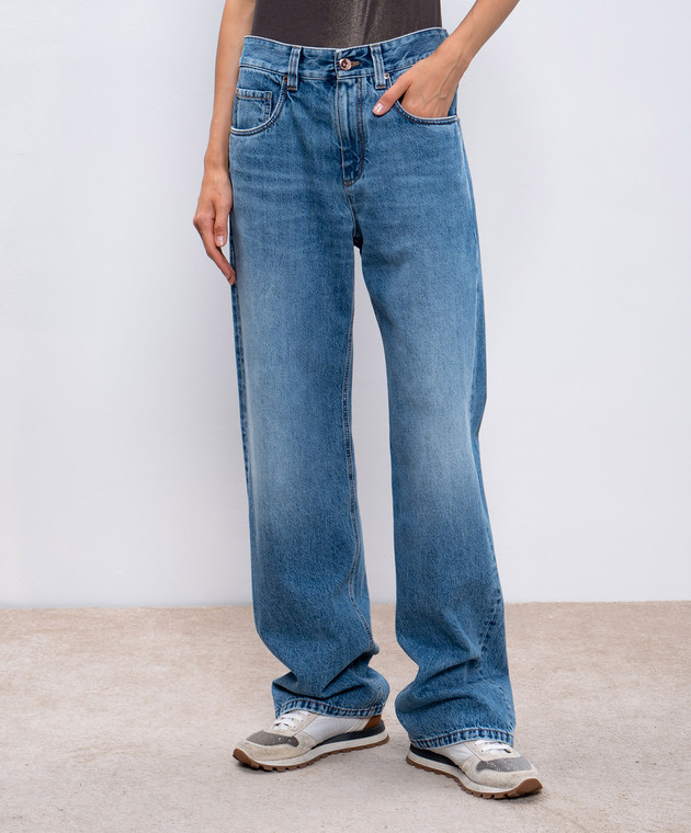 デニム・ジーパン BRUNELLO CUCINELLI 'Monile' denim jeans Blue MA095P5847 Brunello Cucinelli - Blue jeans with monil chain MA095P5847