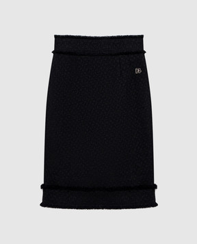 Dolce&Gabbana Black logo wool tweed skirt F4CX3TGDCLW