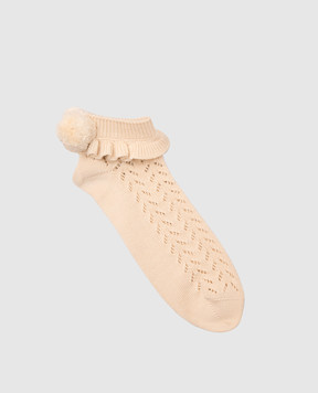 Valentino Beige socks with a pompom pattern 6B0KI03G9CB