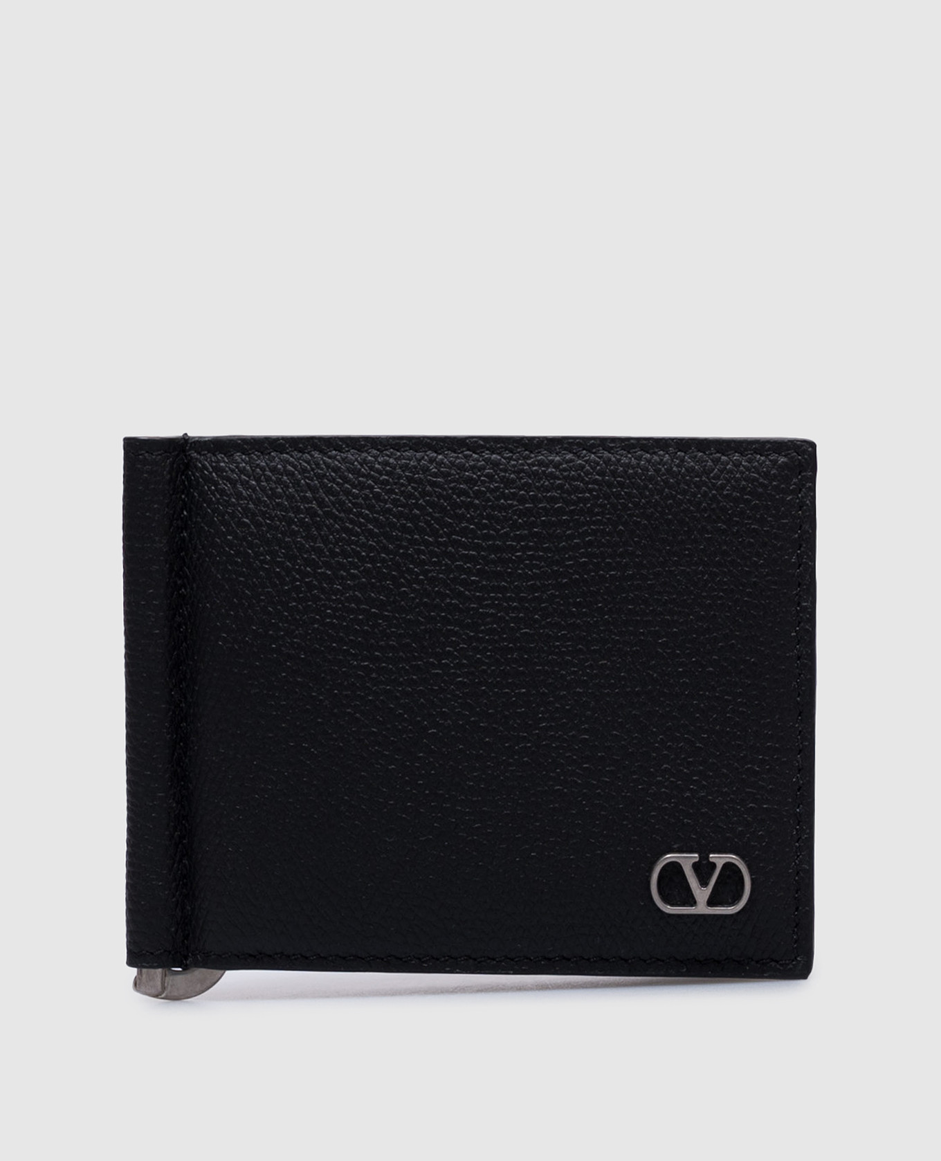 

Black leather cardholder with bill clip featuring VLogo Signature logo emblem Valentino
