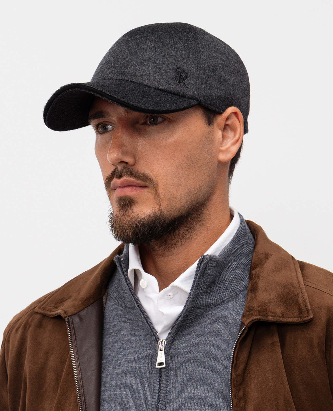

Grey cashmere cap with logo Stefano Ricci