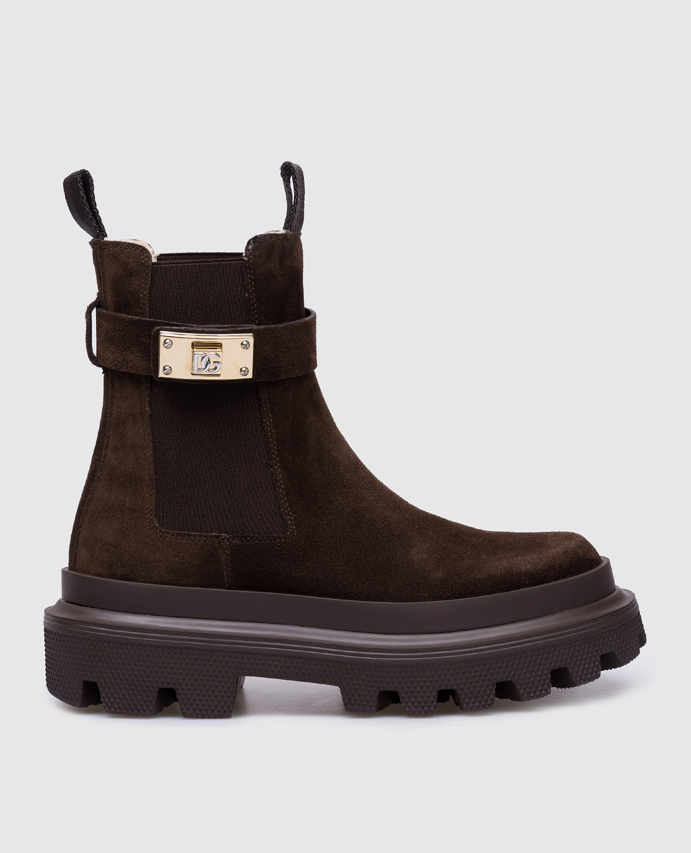 

Brown suede Chelsea boots with textured DG logo Dolce&Gabbana
