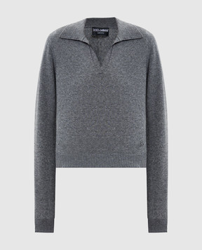 Dolce&Gabbana Gray cashmere polo shirt FXZ33ZJDVC2