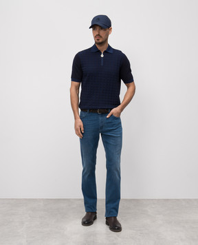 Stefano Ricci Blue jeans with leather logo patch MST51B3040T0043