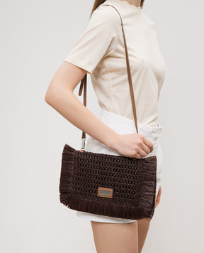 Peserico Brown clutch with monil chain S38305C0RCC014
