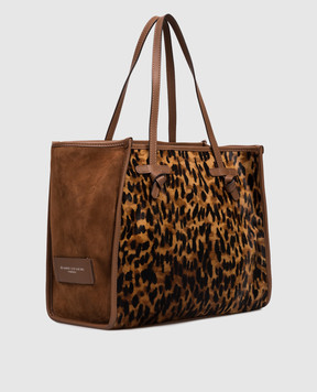 Gianni Chiarini MARCELLA brown suede tote bag in animal print BS12120LYNX