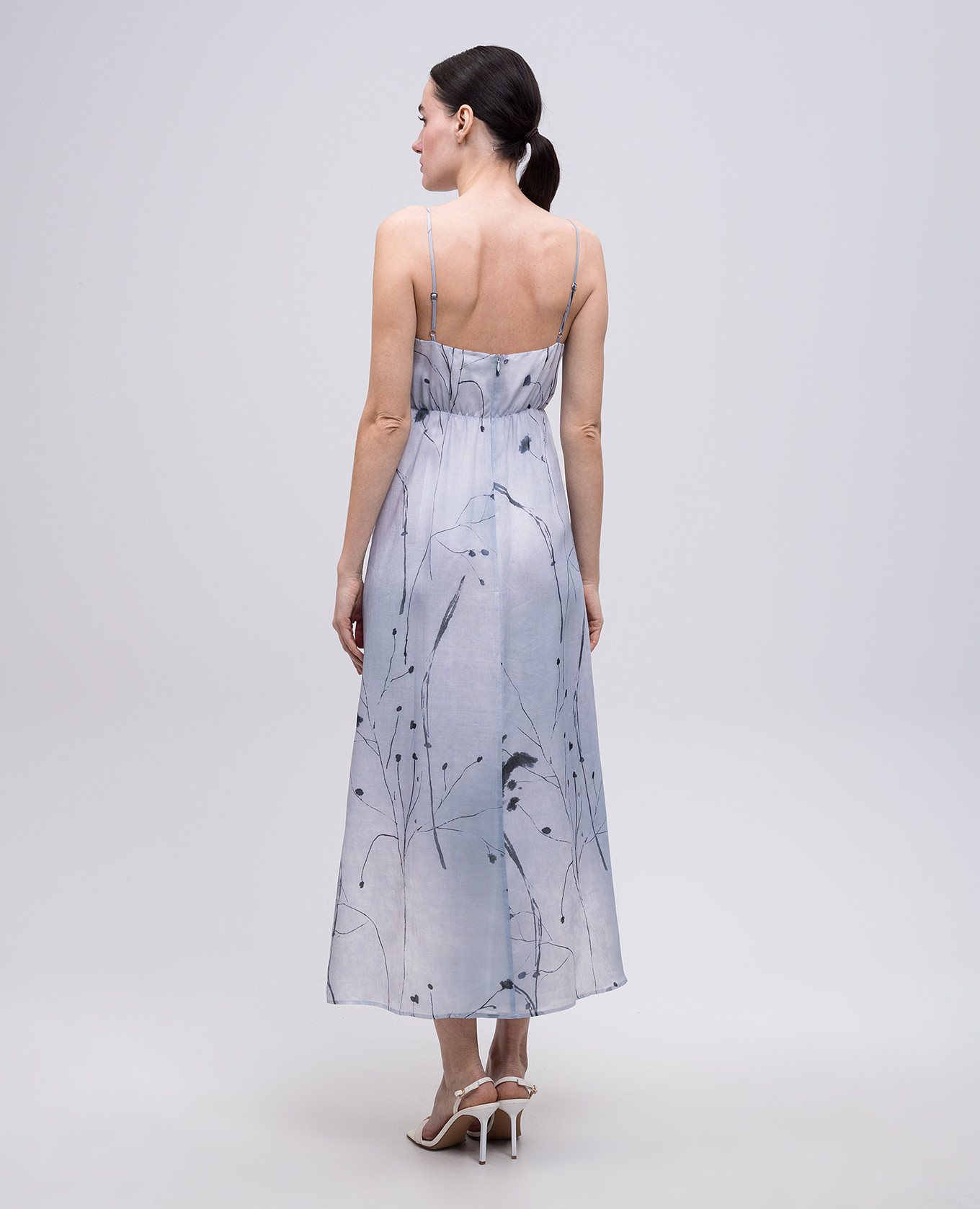 

Blue dress with floral print sash Peserico, Light blue