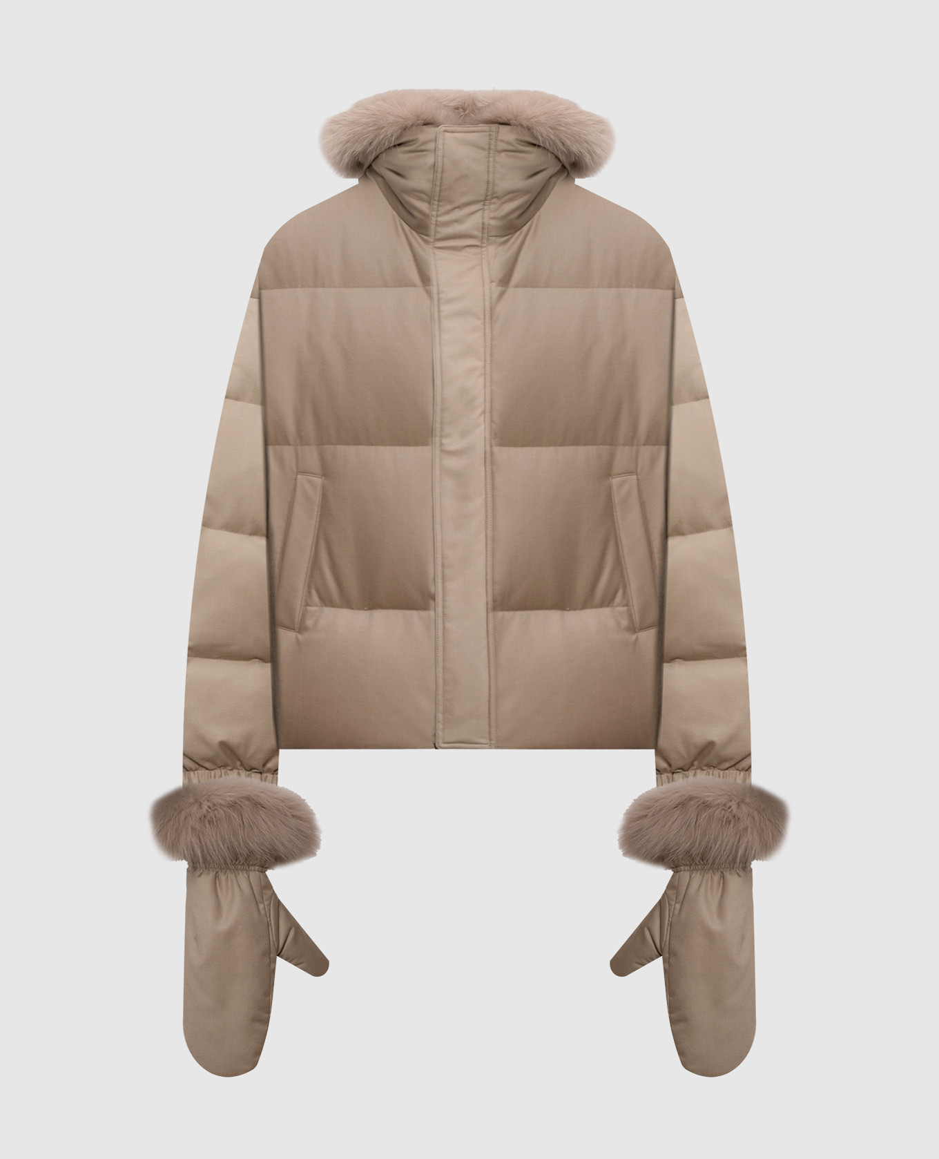 

Beige wool and silk down jacket with gloves Yves Salomon