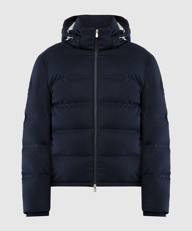Brunello Cucinelli - Blue down jacket made of wool MQ4631826