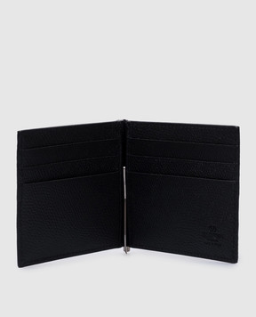 Valentino Black leather cardholder with bill clip featuring VLogo Signature logo emblem 6Y2P0V07UAG