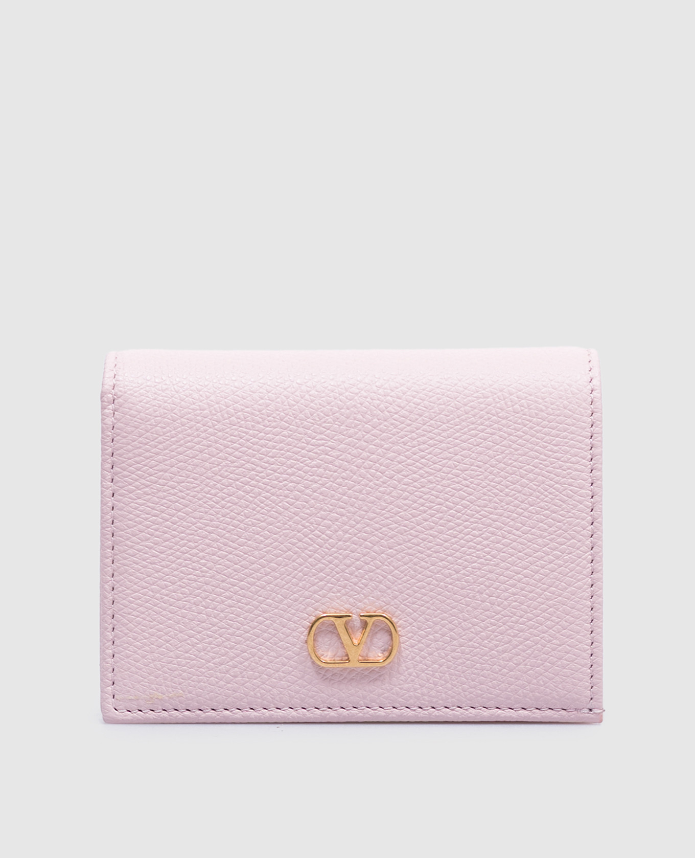 

Pink leather wallet with logo Valentino