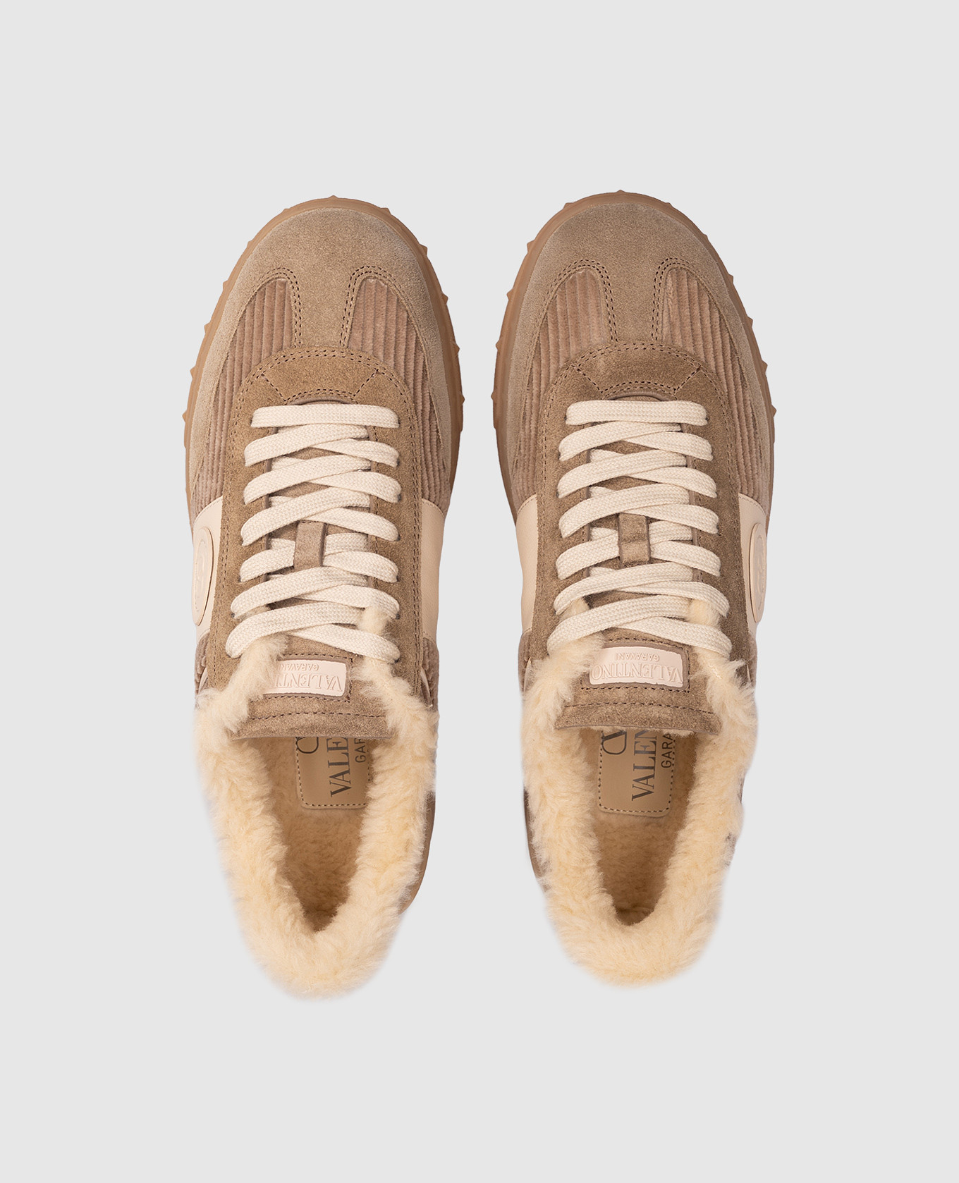 

Beige combination sneakers with fur Valentino, Khaki