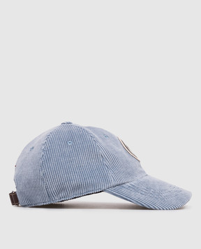 Brunello Cucinelli Children's blue corduroy cap with patch BY499W330C