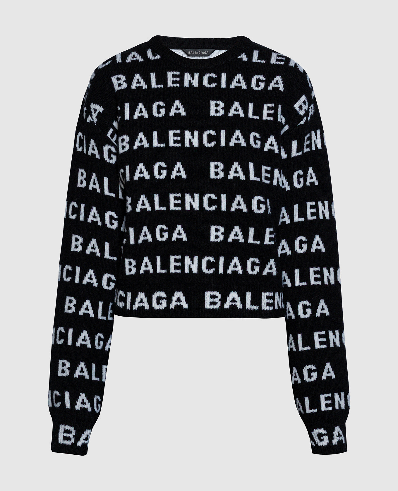 

Black wool sweater with contrasting logo pattern Balenciaga, Черный