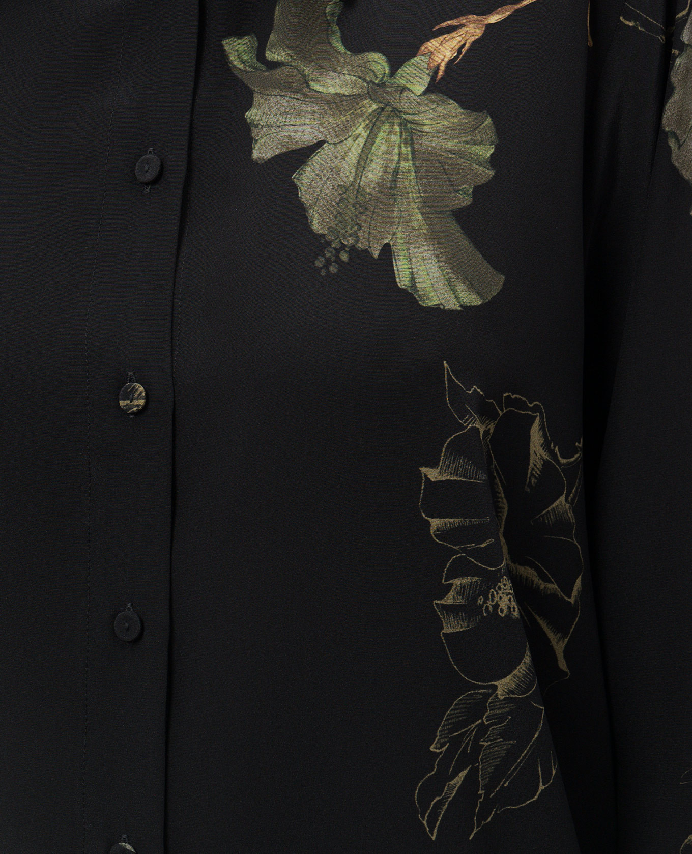 

TICUNA black silk blouse with floral print Momoni