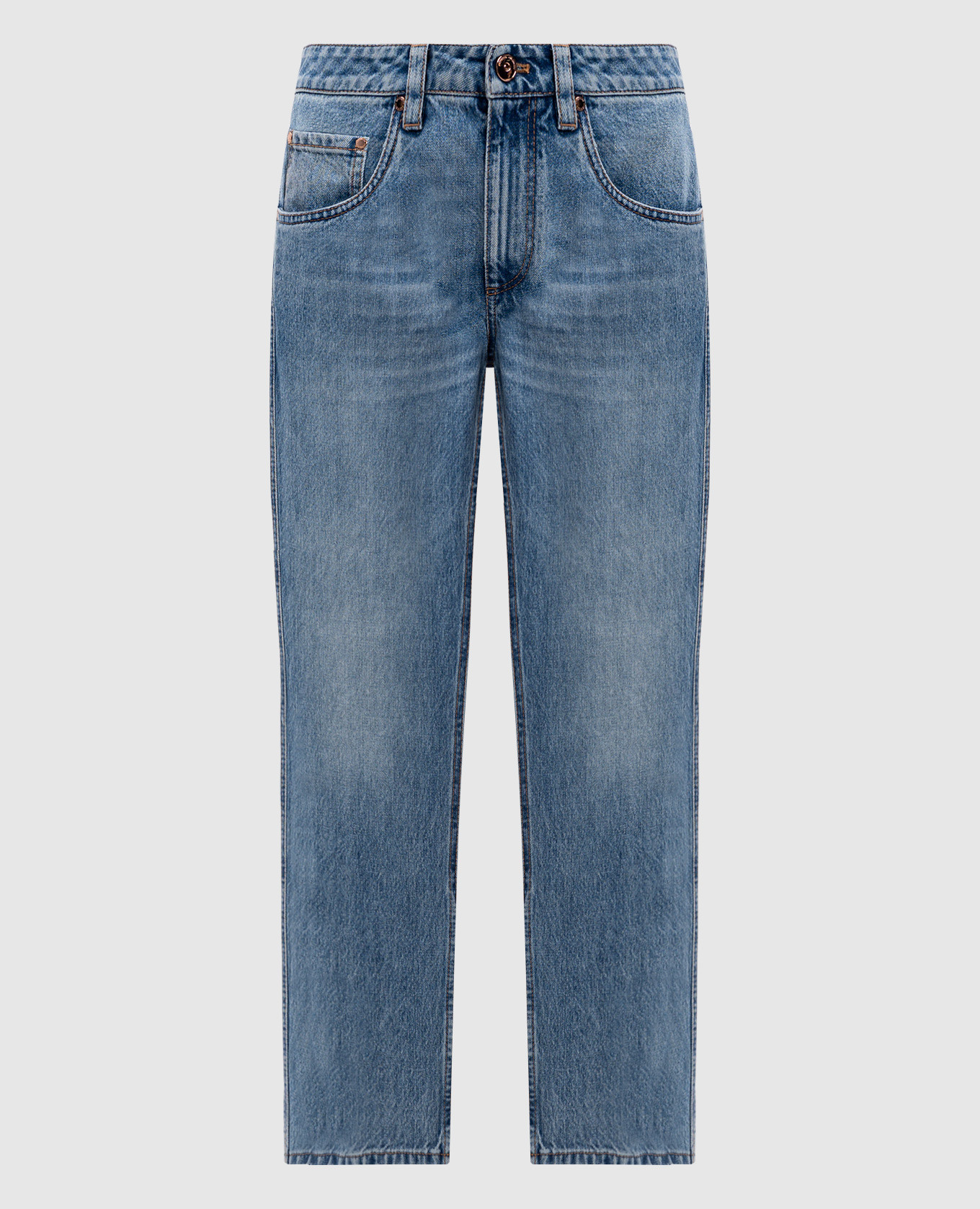デニム・ジーパン BRUNELLO CUCINELLI 'Monile' denim jeans Blue MA095P5847 Brunello Cucinelli - Blue jeans with monil chain MA095P5847