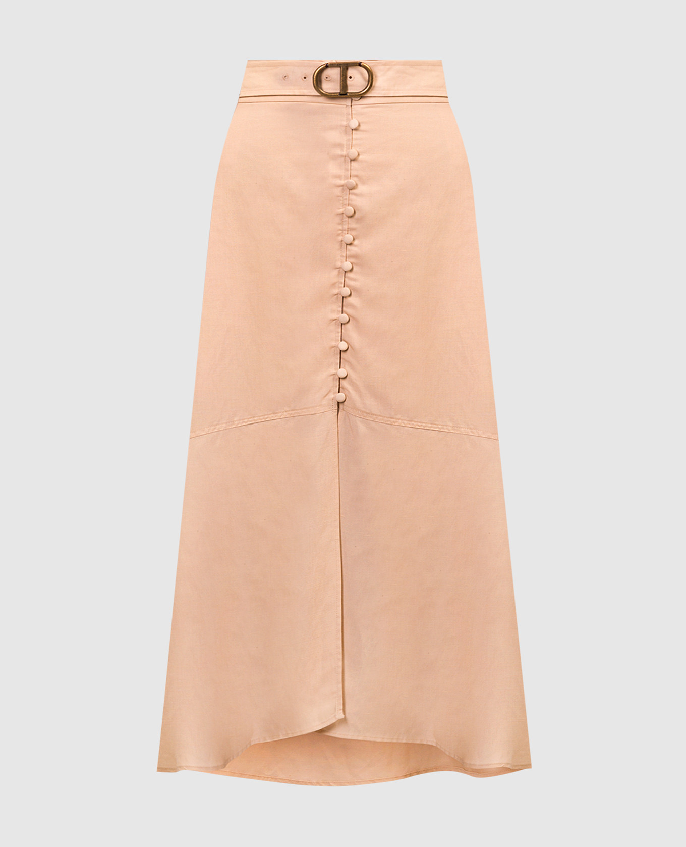 

Beige linen skirt with metallic logo Twinset