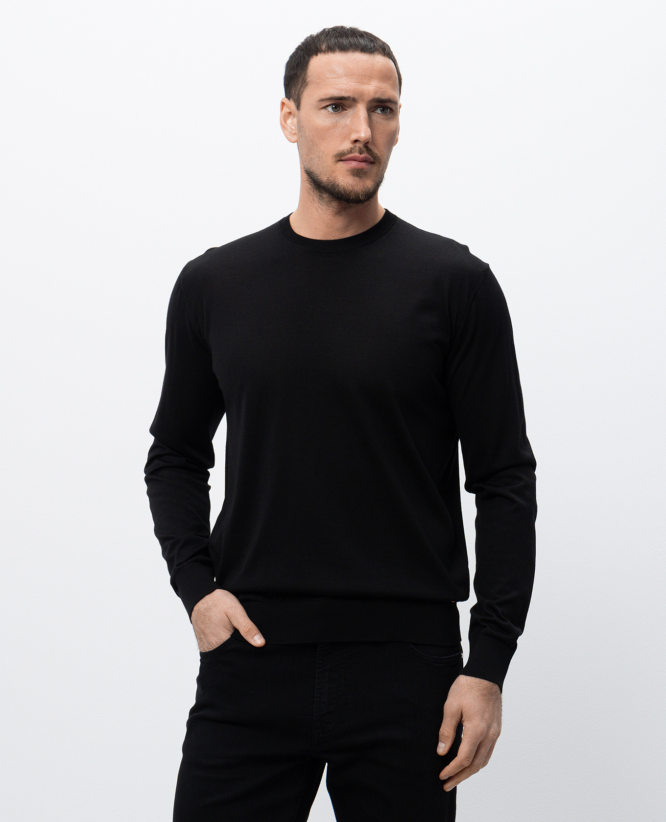 

Black wool, cashmere and silk jumper with metal emblem Stefano Ricci