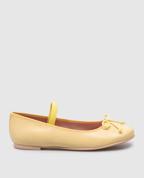 Pretty Ballerinas Hannah children's yellow leather ballet flats 48404