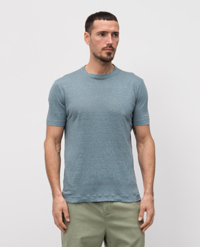 Canali Blue linen T-shirt MJ02244T0869