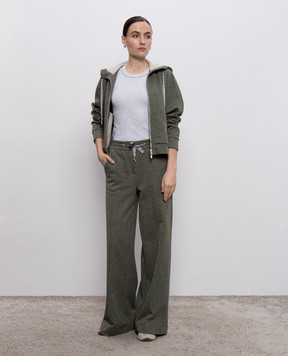 Peserico Grey melange ribbed top with monil chain A08700J005669