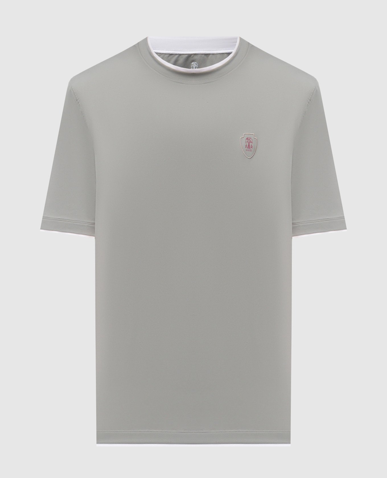 

Grey T-shirt with logo emblem print Brunello Cucinelli