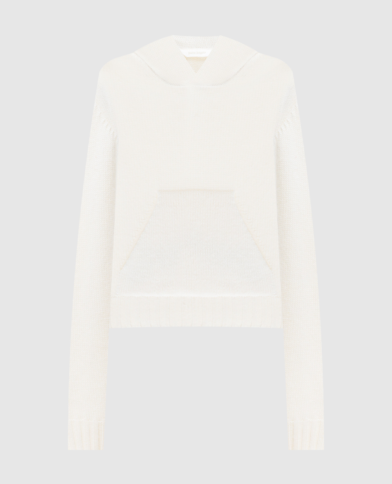 

White wool and cashmere hoodie with logo embroidery Palm Angels