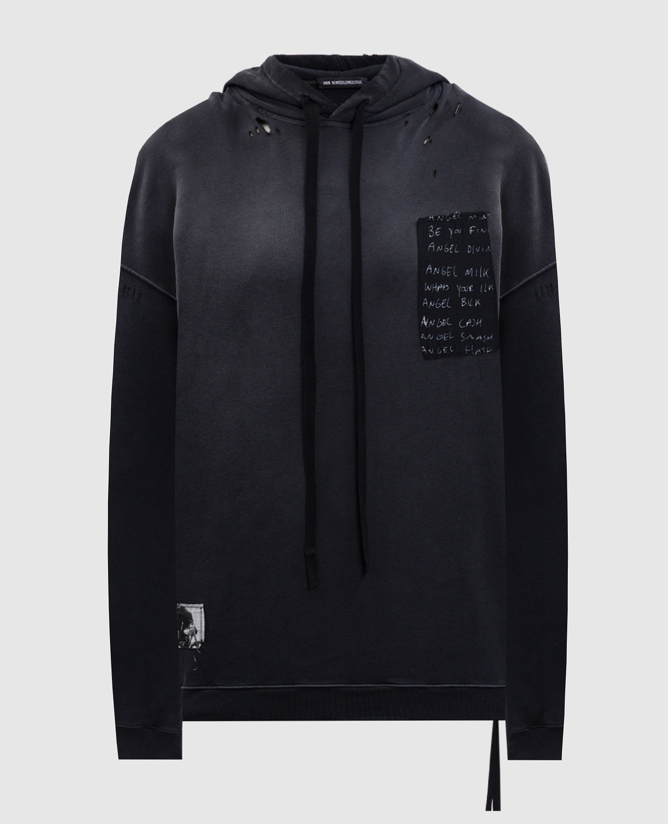 Anne Marie grey vintage effect hoodie Ann Demeulemeester