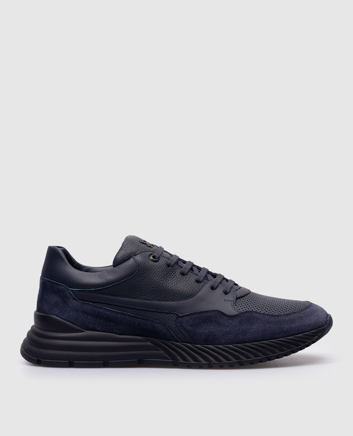 

Blue leather sneakers with logo monogram Stefano Ricci, Синий