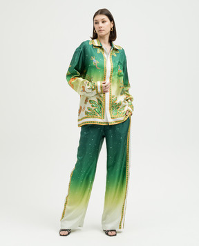Casablanca Joyaux D'Afrique green silk trousers WS24TR04901
