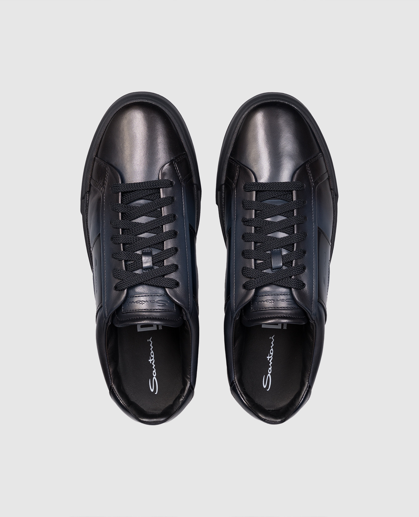 

Blue leather sneakers with logo Santoni